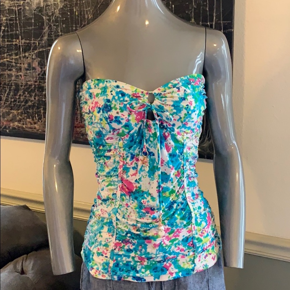 Nanette Lepore Watercolor Floral Swim Bustier
